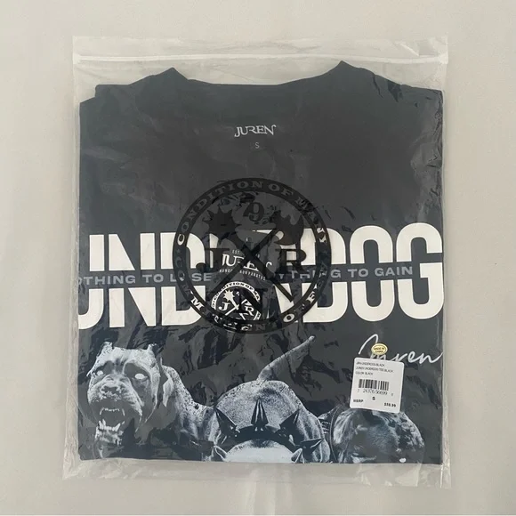 Men’s Underdog Printed Short Sleeve T-Shirt Black Juren Clothing Size S - Picture 5 of 8